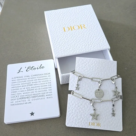 Brand New in Box DIOR phone charm silver 5x detachable charms Star 🌟 Dior chain - Picture 1 of 7